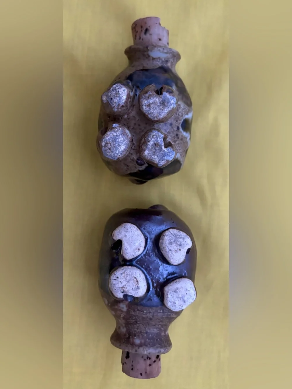 Handcrafted Brown Ceramic Pig Salt and Pepper Shakers - Set of 2